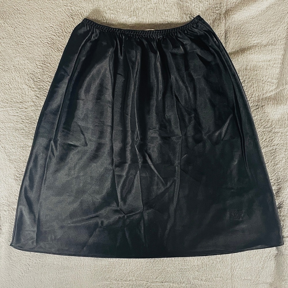 Vintage‎ 80s–90s Calvin Klein Black Nylon Half Slip Skirt Size S Logo Hem